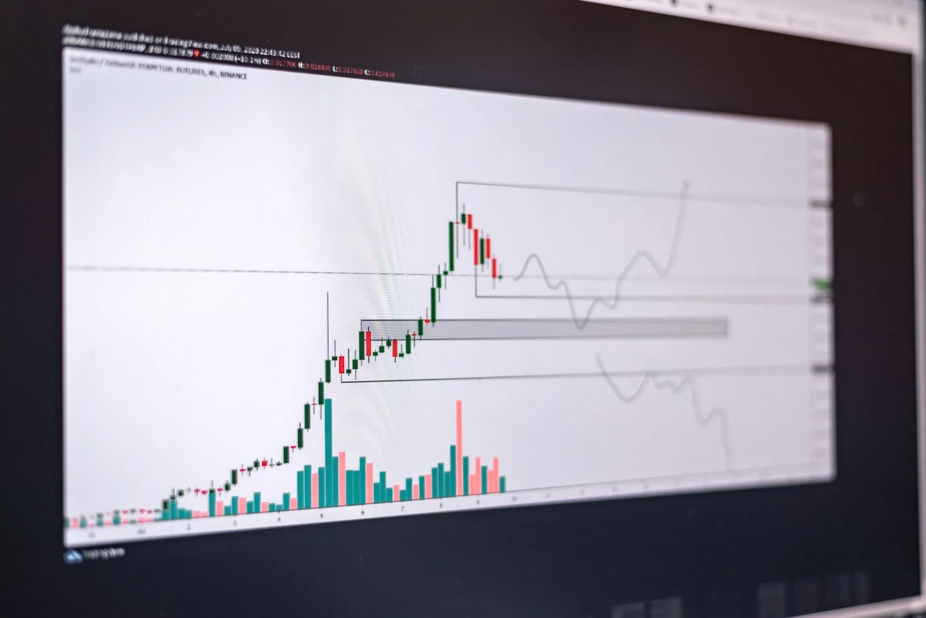 digital line graph showing steep organic traffic growth on a monitor